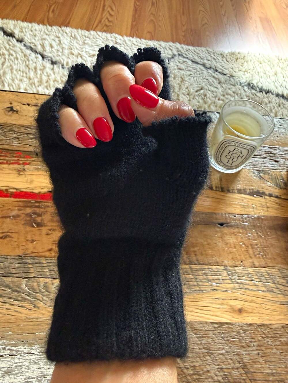 Bloomingdale's Men's Black Fingerless Knit Cashmere Gloves One Size Wrist